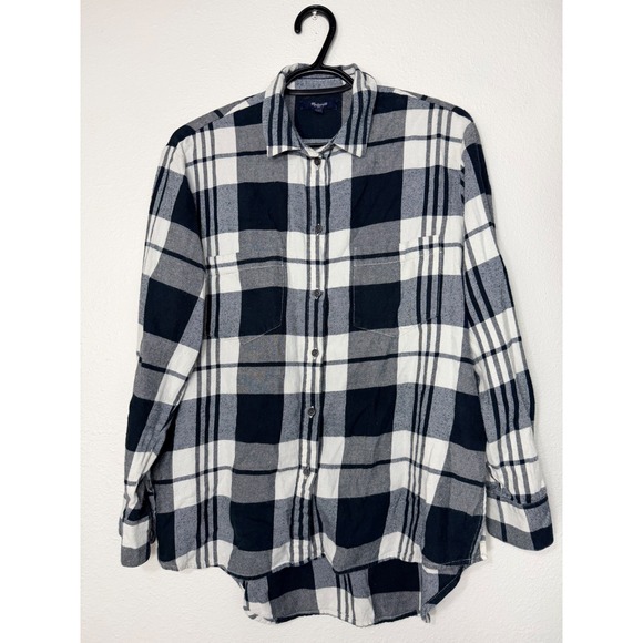 Madewell Tops - Madewell Navy Blue White Plaid Flannel Button Down Shirt Small Dual Pocket